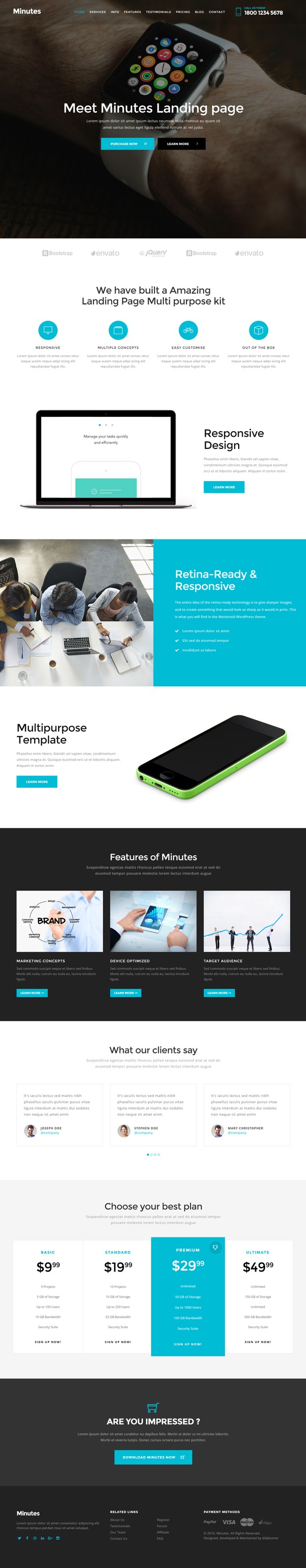 Minutes Multipurpose landing page