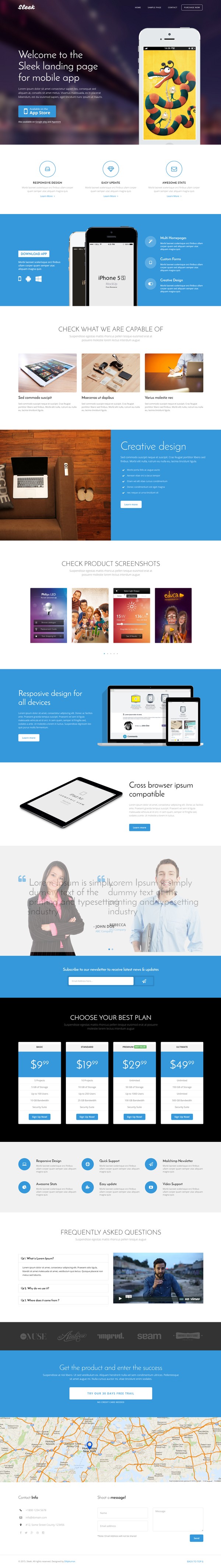 sleek landing page